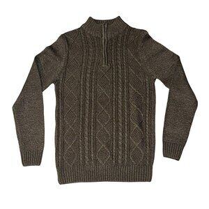 Kian D  Los Angeles Mens Cable Knit Half-Zip Sweater XL Brown